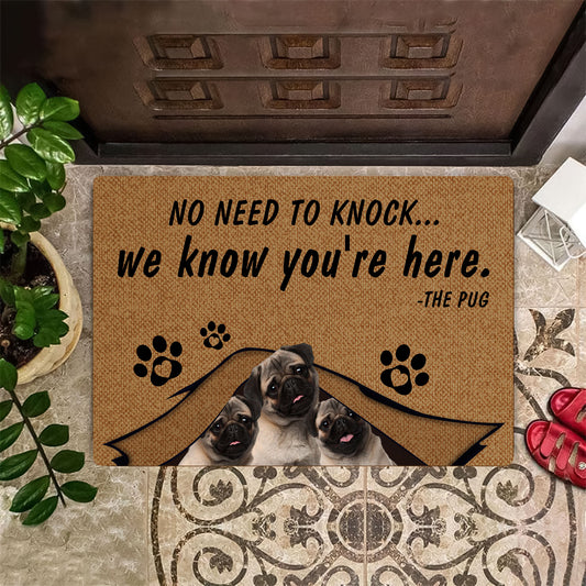 No Need To Knock Pug Doormat