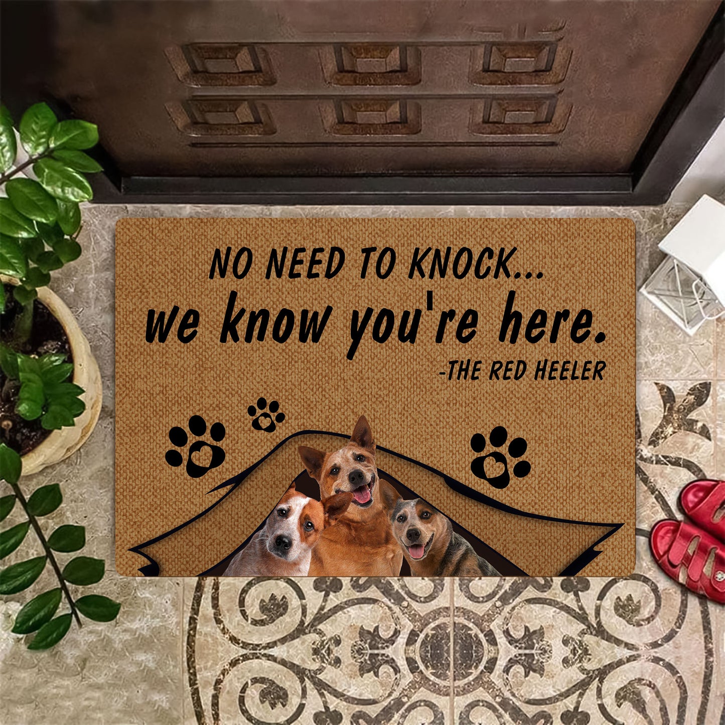 No Need To Knock Red Heeler Doormat