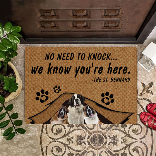 No Need To Knock St. Bernard Doormat