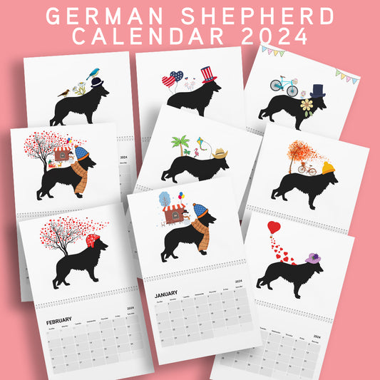 German Shepherd Wall Calendar 2024