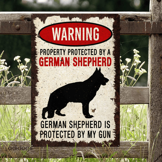 German Shepherd Warning Metal Sign