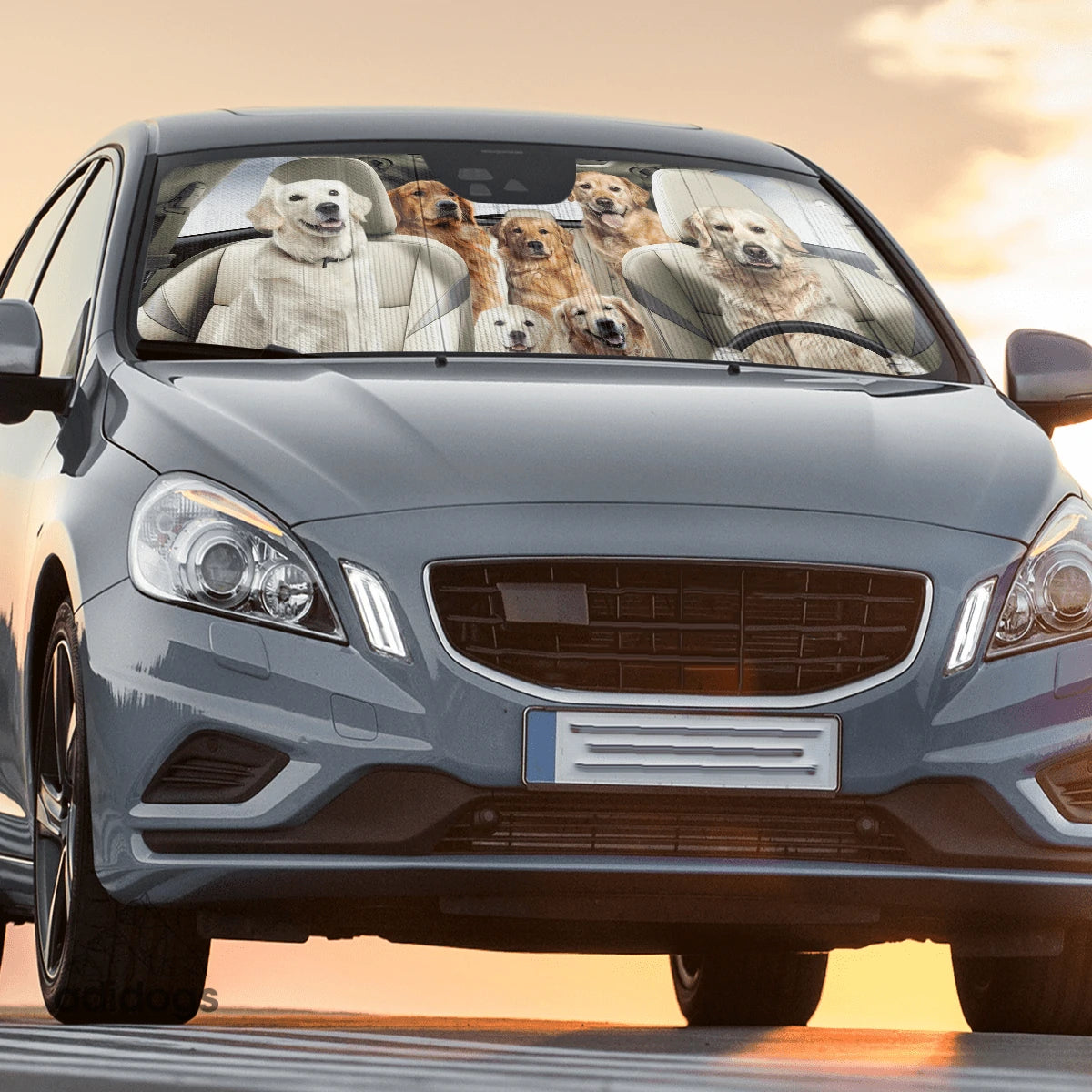 Golden Retriever Family Car Sunshade