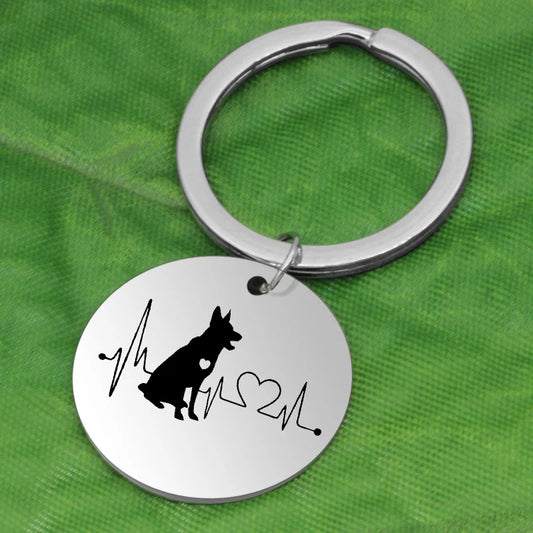 German Shepherd Heartbeat Keyring