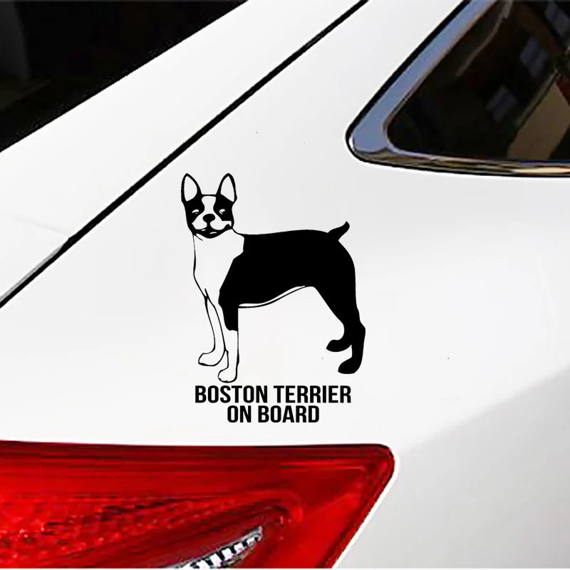 Boston Terrier On Board Car Sticker