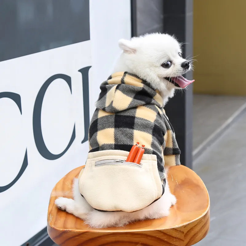 Pomeranian Plaid winter Hoodies