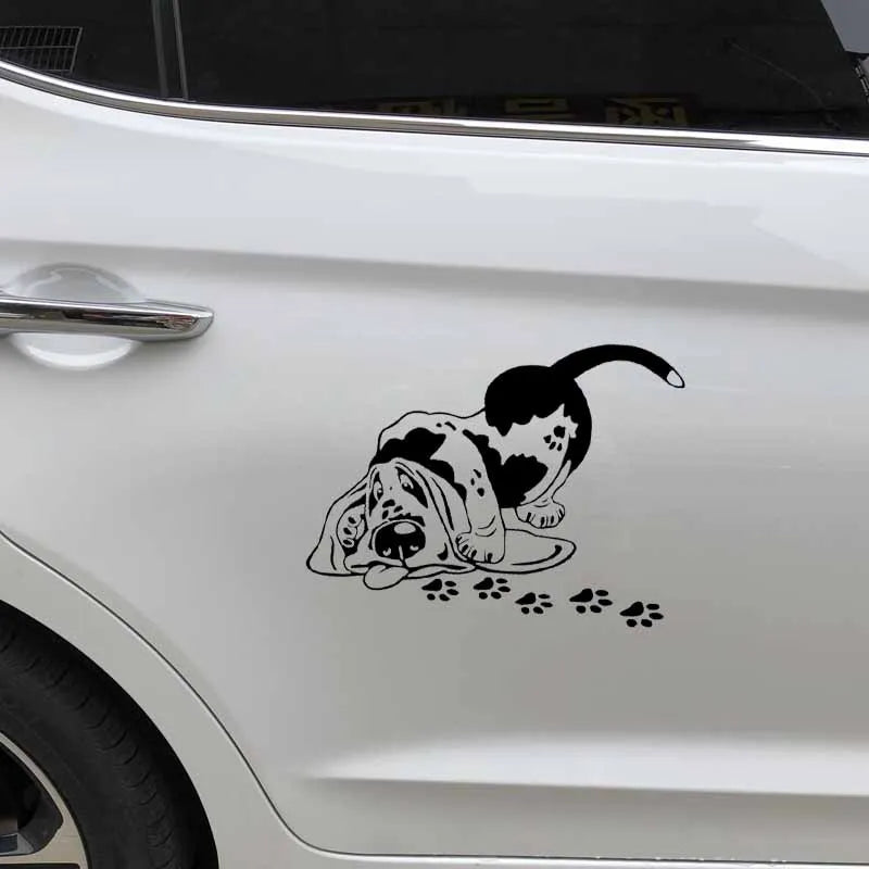 Basset Hound Black & White Car Sticker