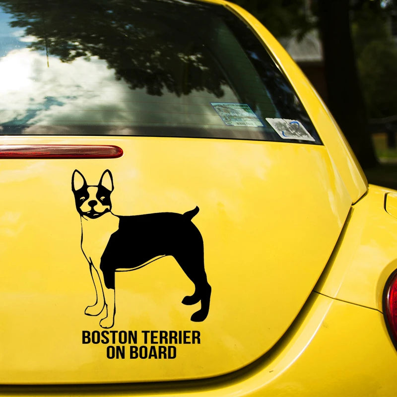 Boston Terrier On Board Car Sticker