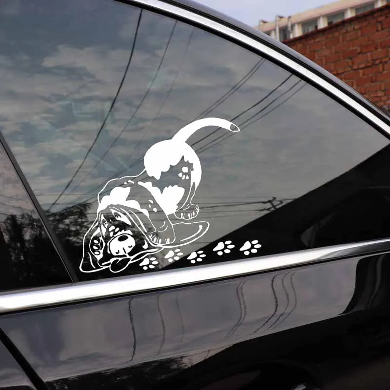 Basset Hound Black & White Car Sticker