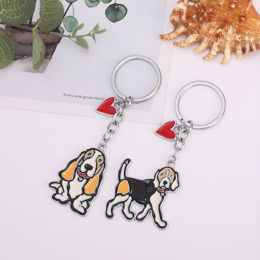 Basset Hound Metal Keyring