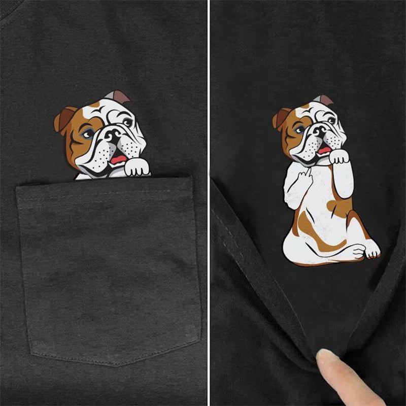 Funny Bulldog Pocket Tees