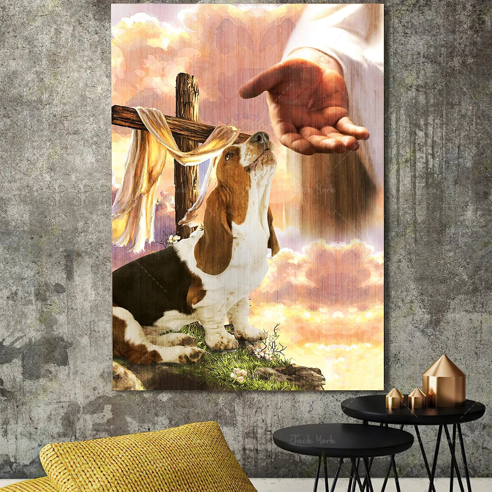 Basset Hound God hand Canvas