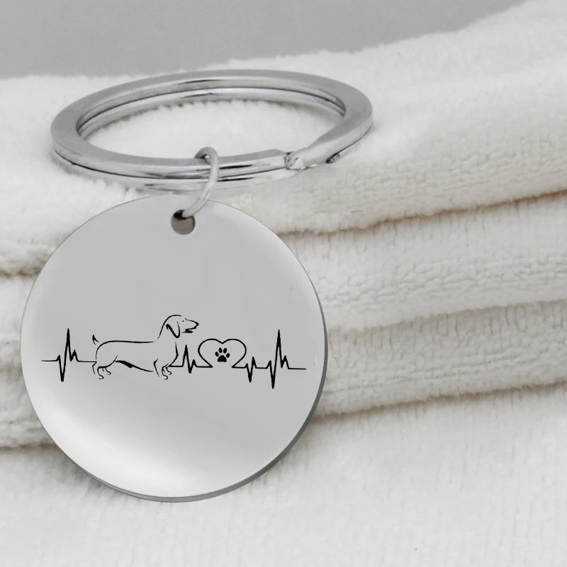 Dachshund Heartbeat Keyring