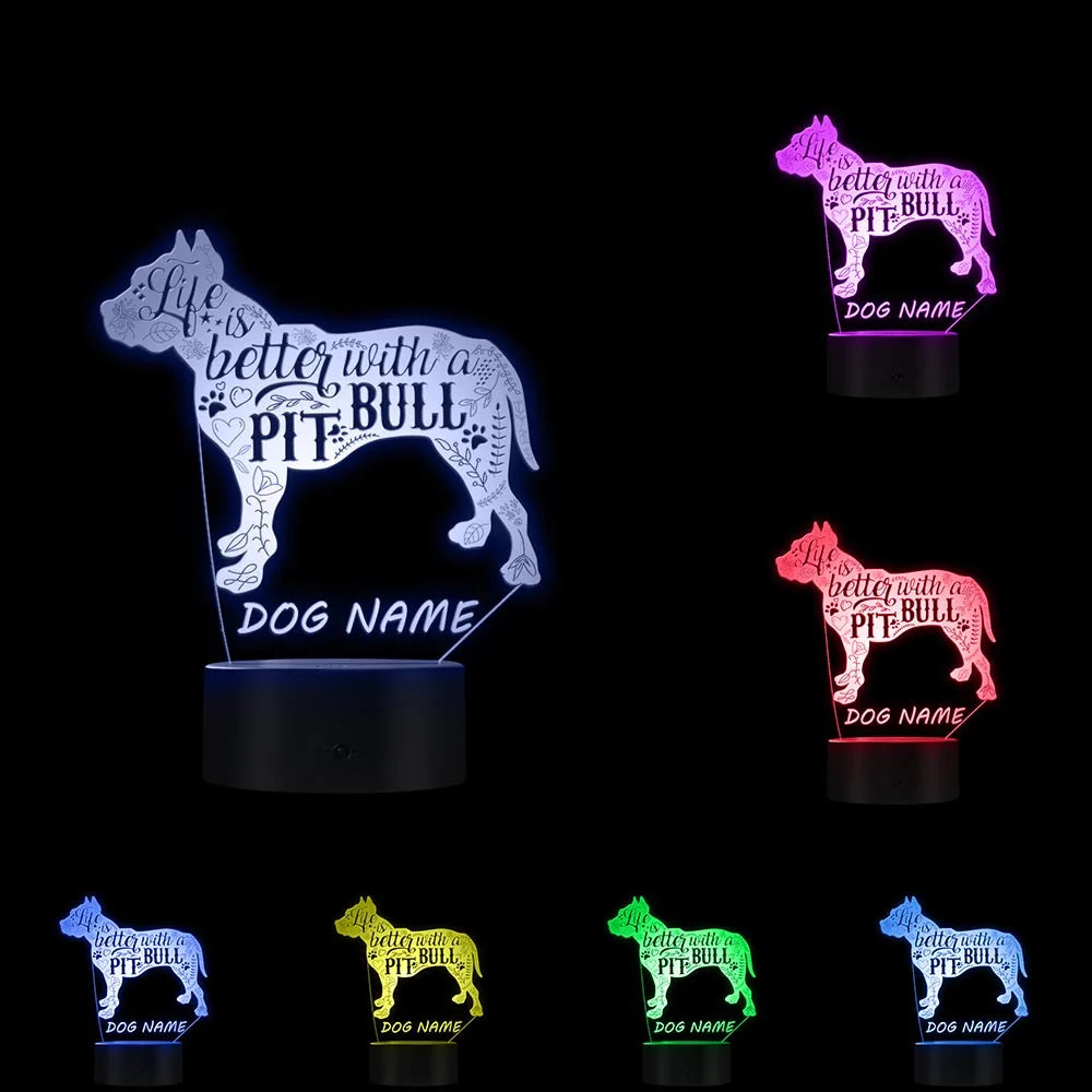 Pitbull Custom Name LED Lighting