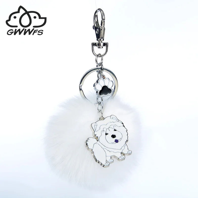 Chow Chow Pompom Keyrings