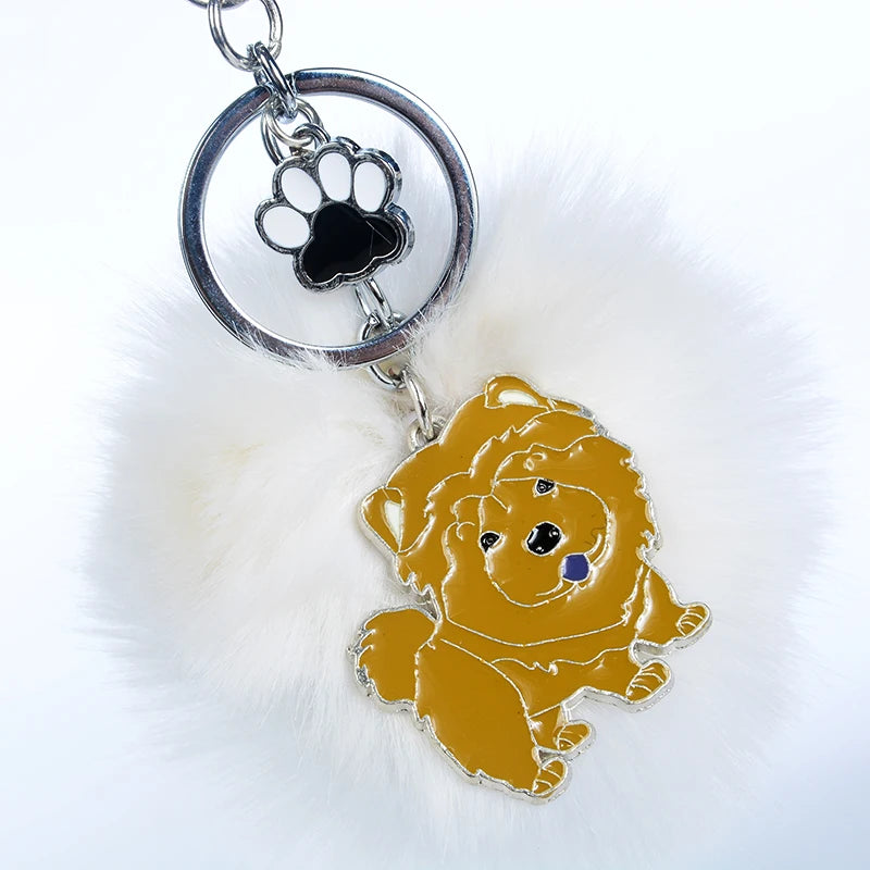 Chow Chow Pompom Keyrings