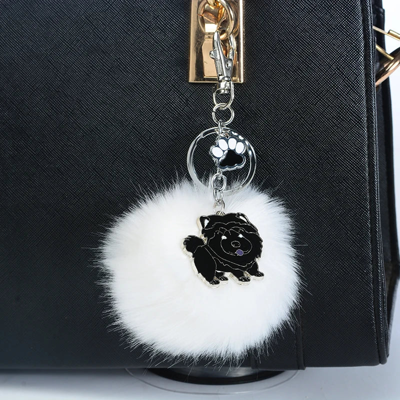 Chow Chow Pompom Keyrings