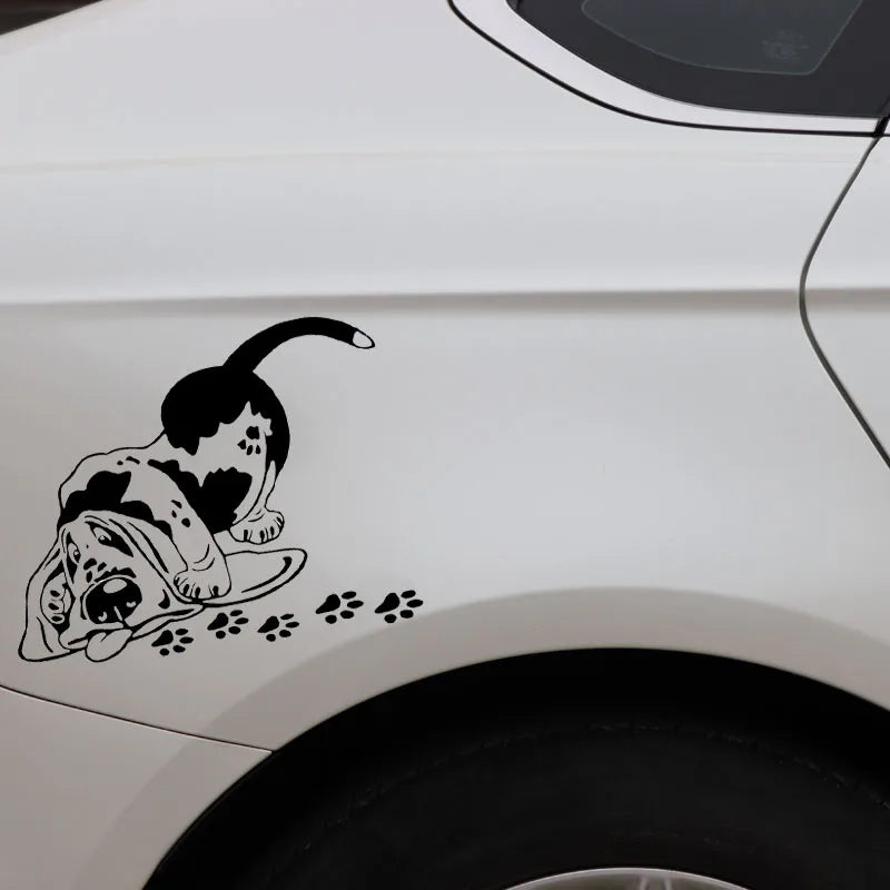 Basset Hound Black & White Car Sticker