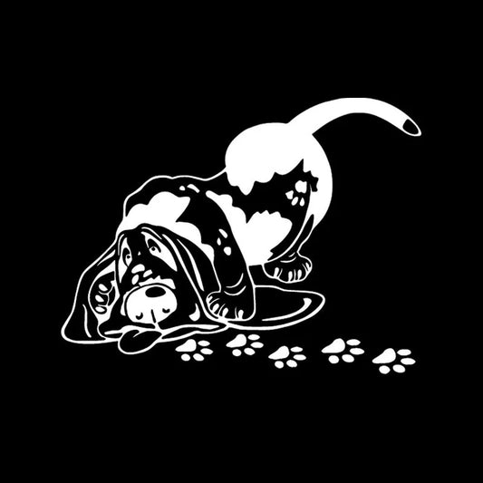 Basset Hound Black & White Car Sticker