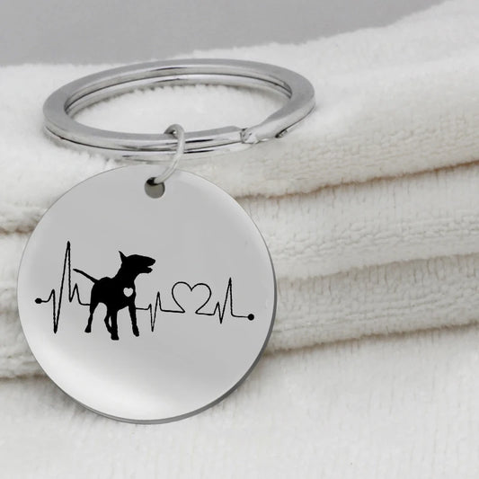 Bull Terrier Heartbeat Keyring