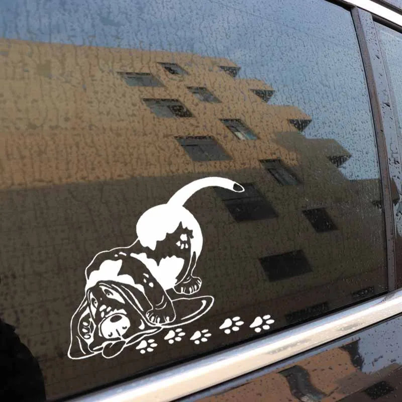 Basset Hound Black & White Car Sticker