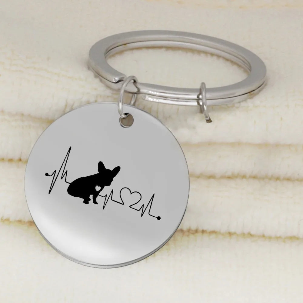 Frenchie Heartbeat Keyring