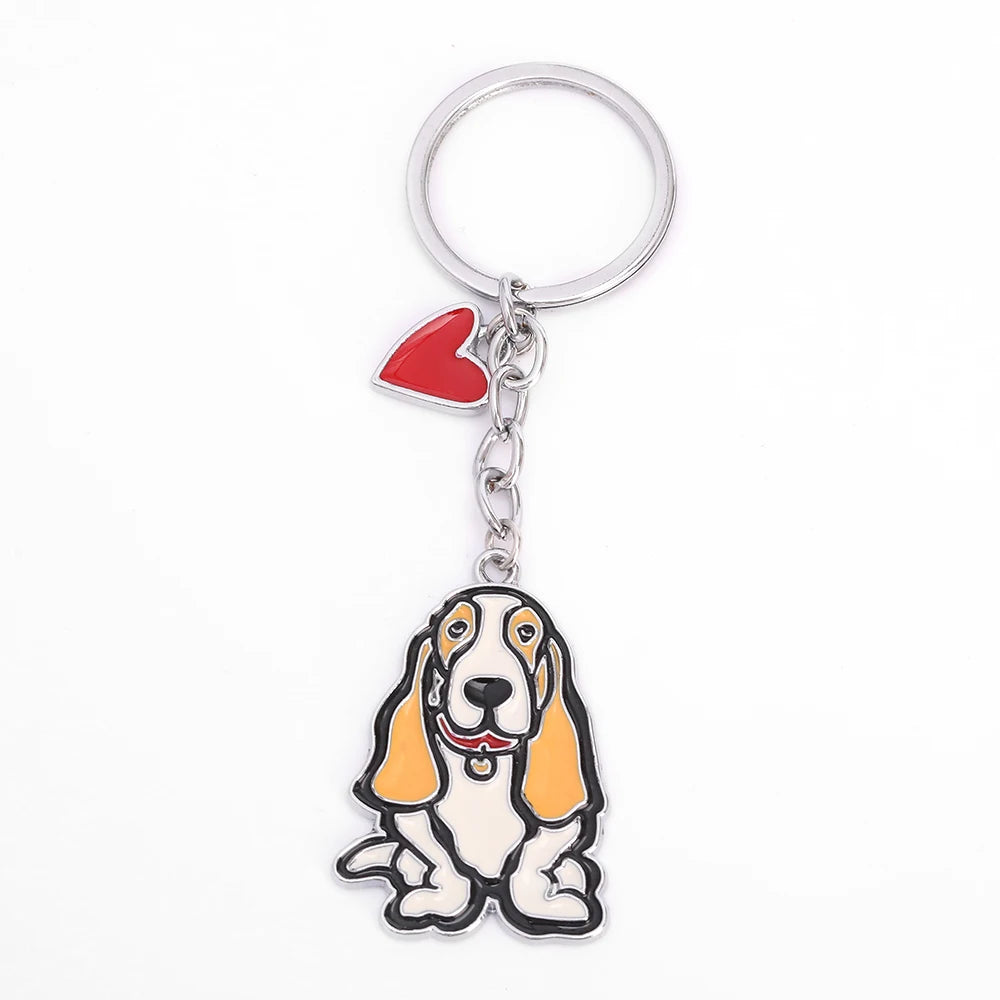 Basset Hound Metal Keyring