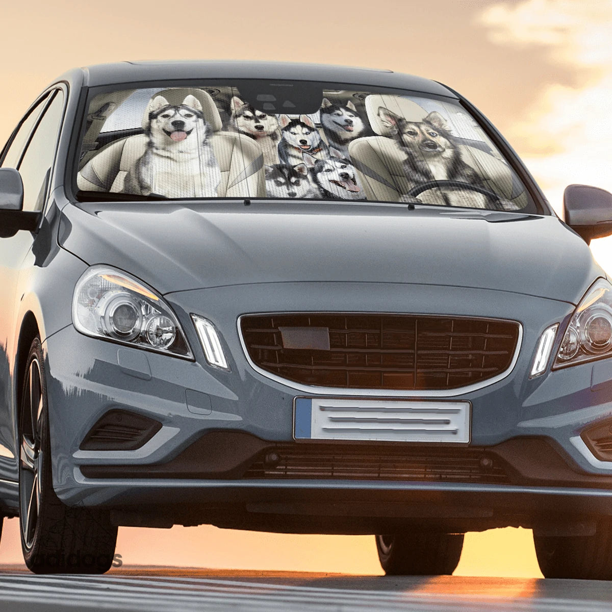 Husky Family Car Sunshade