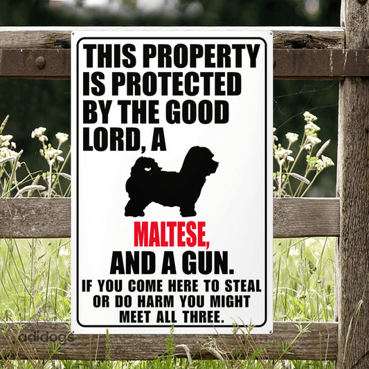 Protected by Maltese Metal Sign