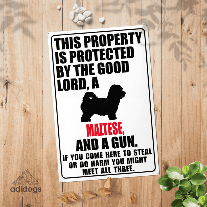 Protected by Maltese Metal Sign