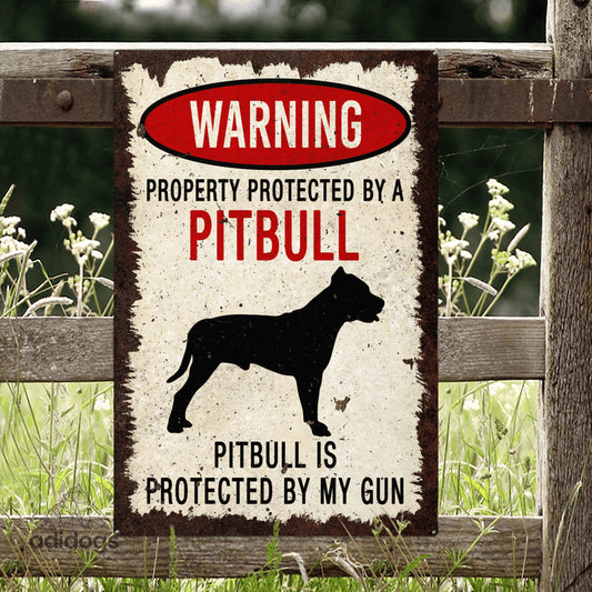 Pitbull Warning Metal Sign