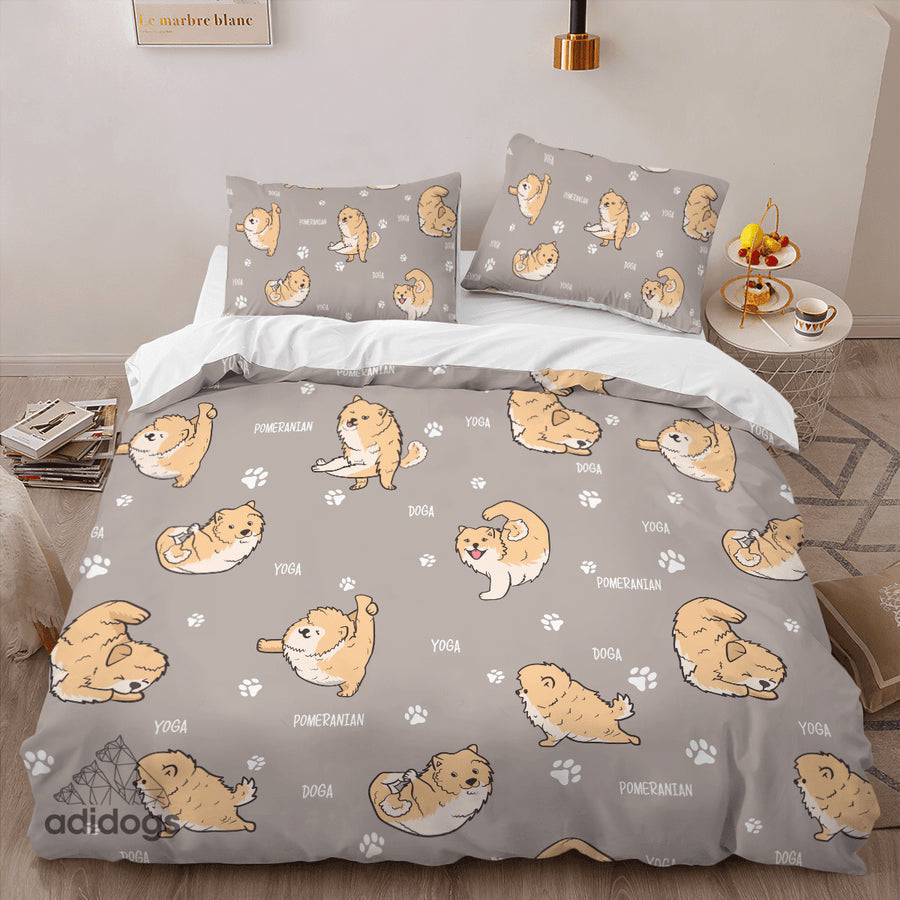 Pomeranian Yoga Bedding Set