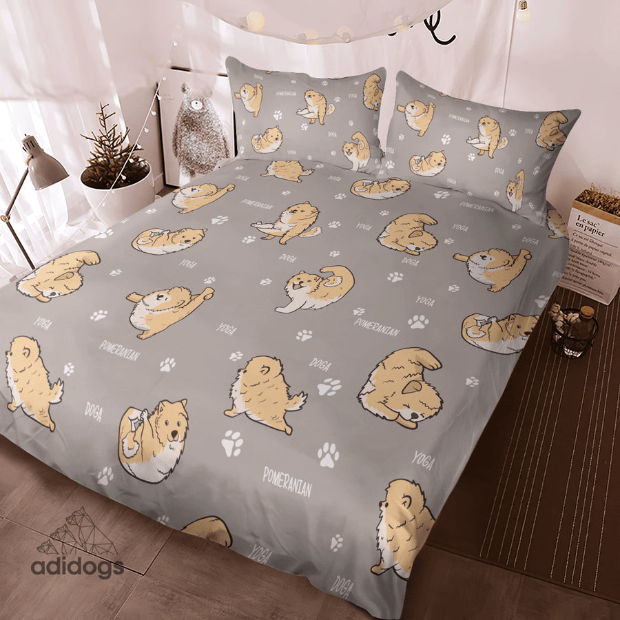 Pomeranian Yoga Bedding Set