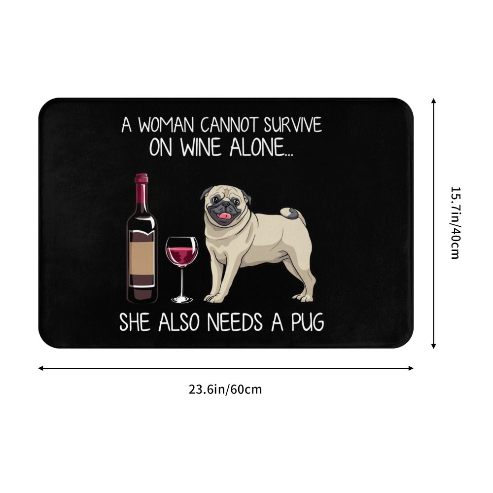 Pug & Wine Doormat