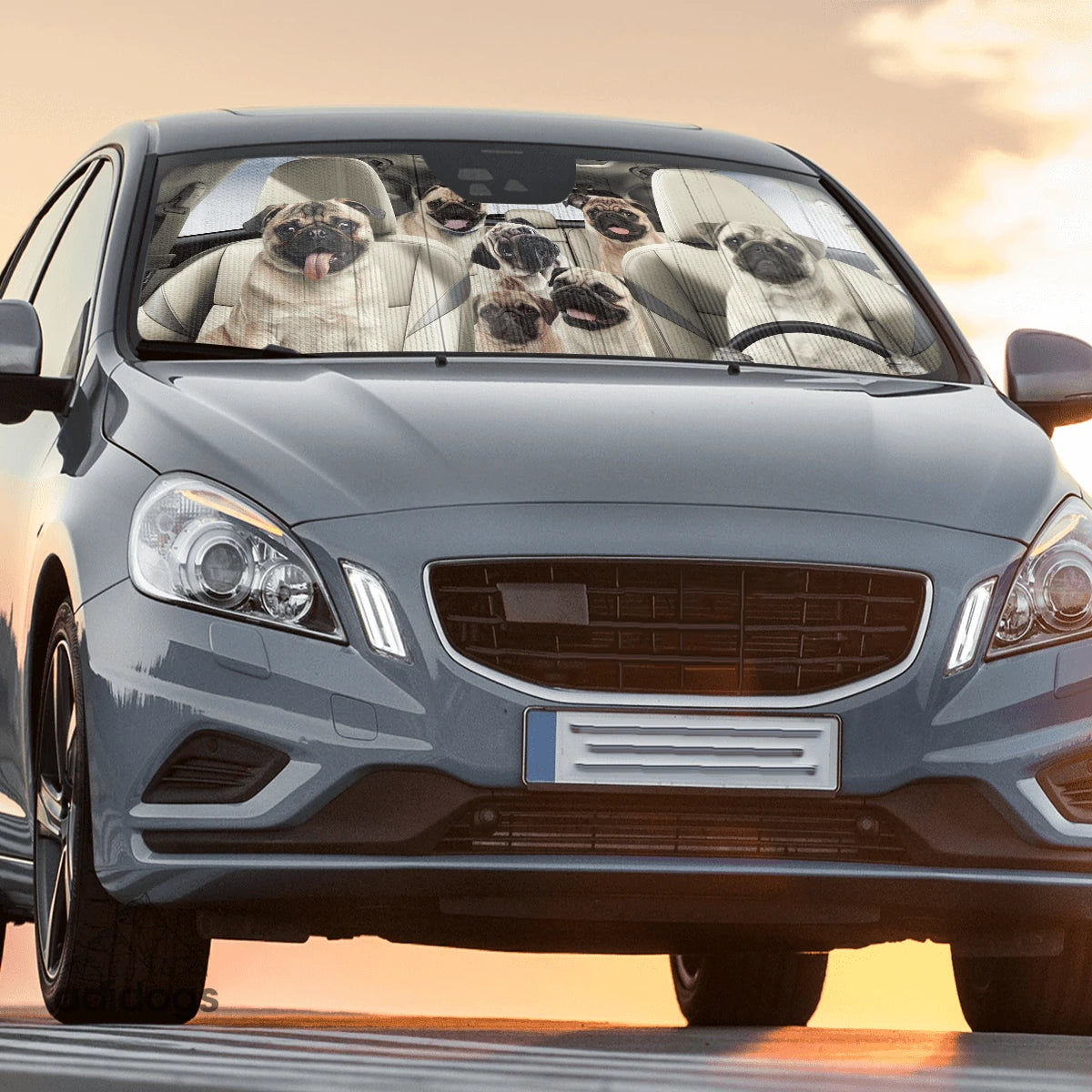 Pug Family Car Sunshade