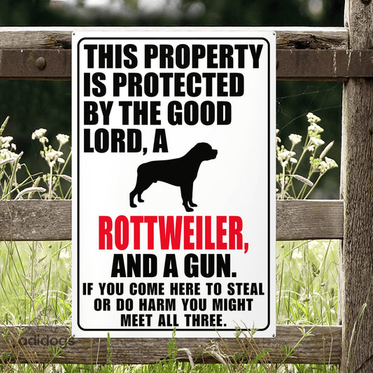 Protected by Rottweiler Metal Sign