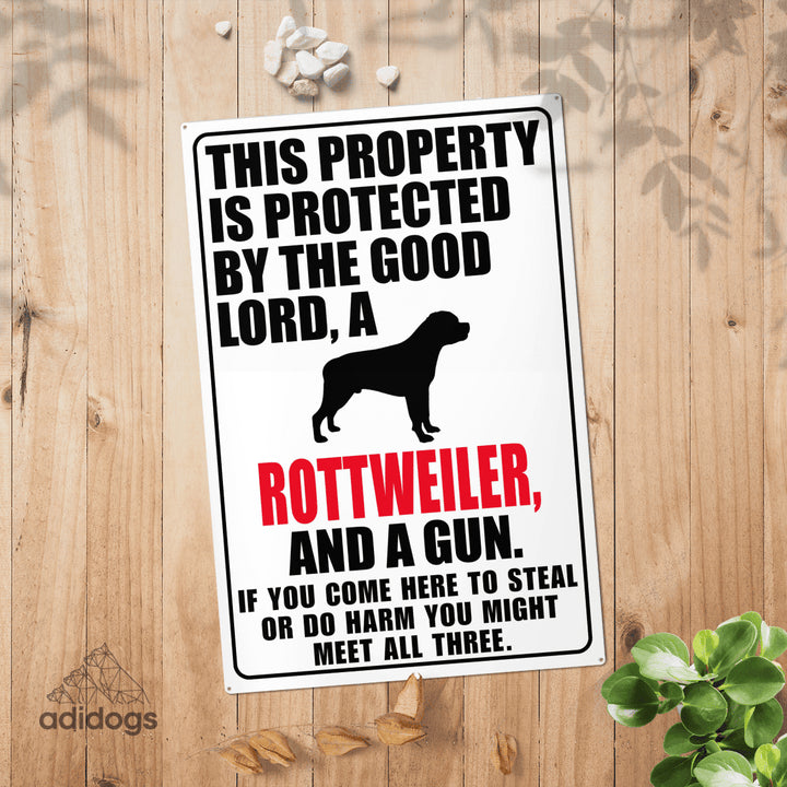 Protected by Rottweiler Metal Sign