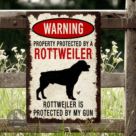 Rottweiler Warning Metal Sign