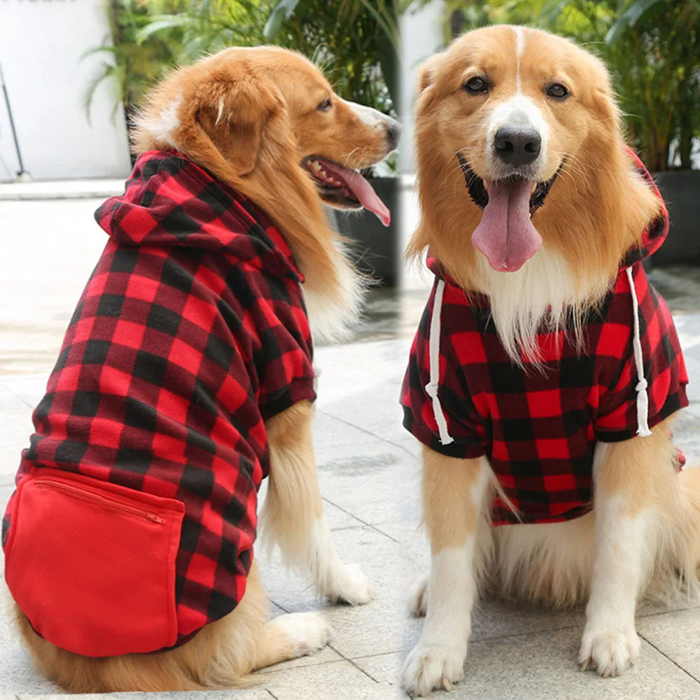 Golden Retriever Plaid Print Winter Hoodies