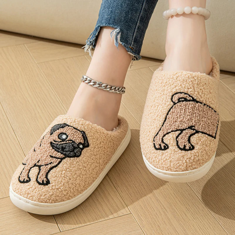 Fluffy Pug Home Slipper