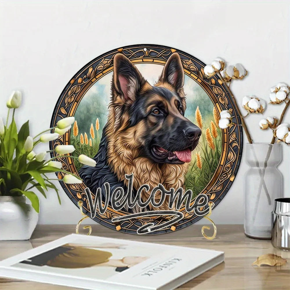 German Shepherd Round Metal Decoration