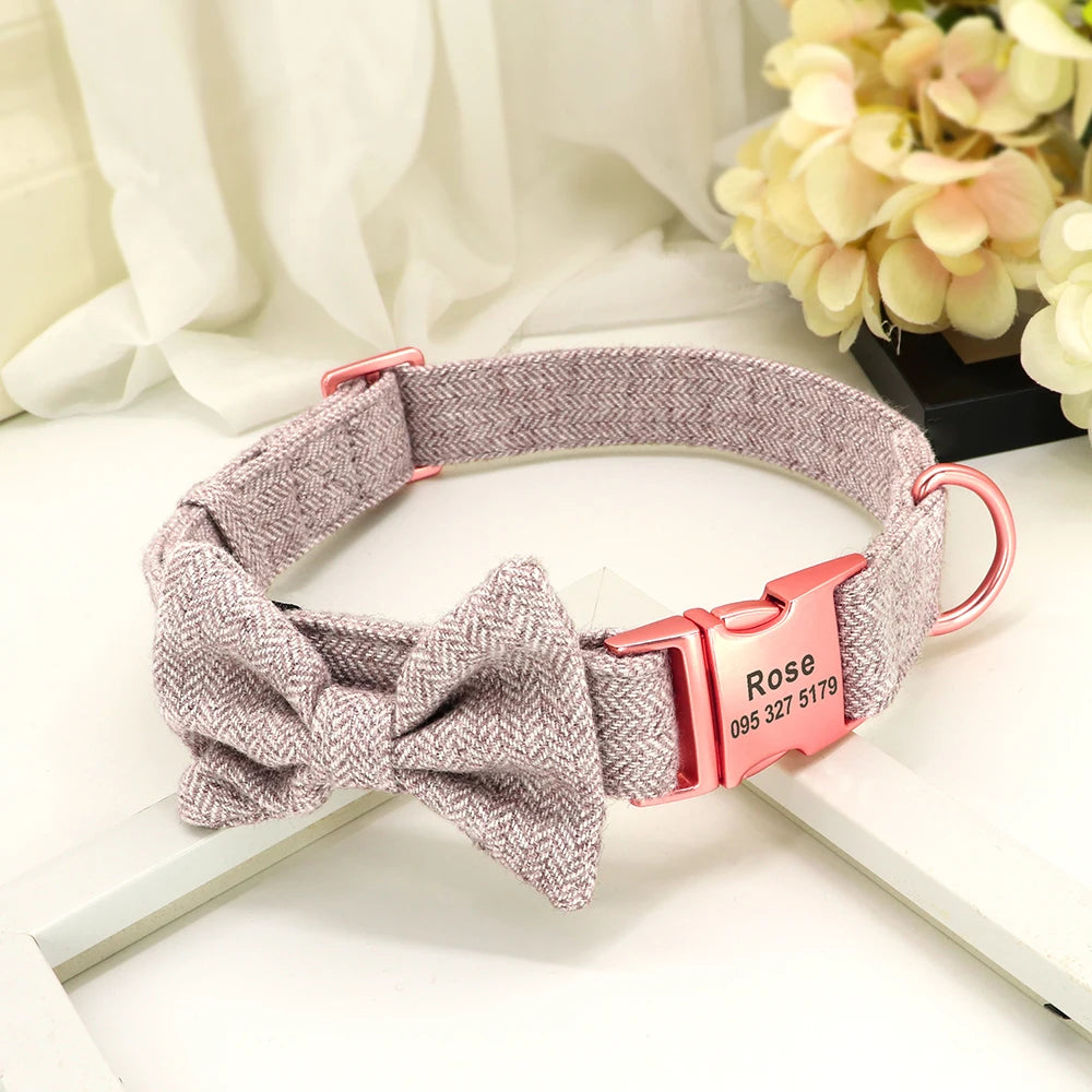 Personalized Dog Collar Bowknot