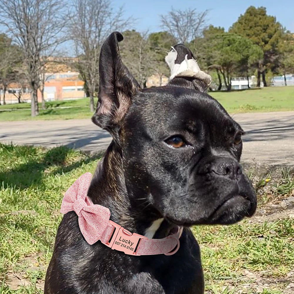 Personalized Dog Collar Bowknot