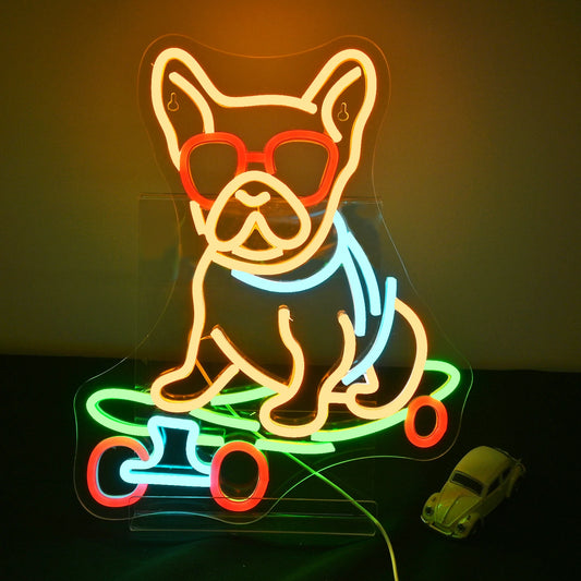 Frenchie Skateboard LED Sign