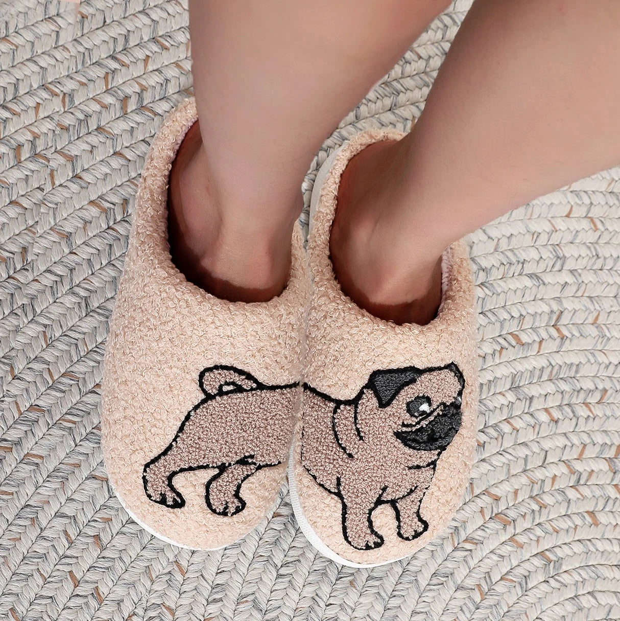 Pug Embroidery Home Slipper