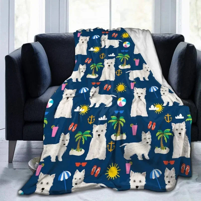 Cute Westie Bedspread Blanket