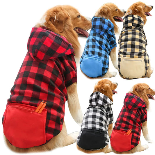 Golden Retriever Plaid Print Winter Hoodies