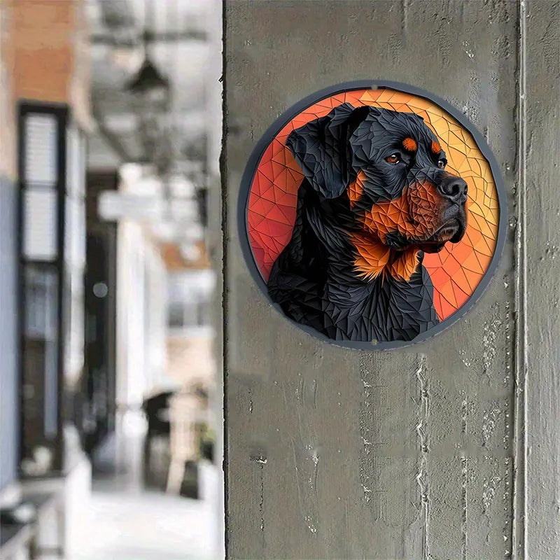 Rottweiler Round Metal Art