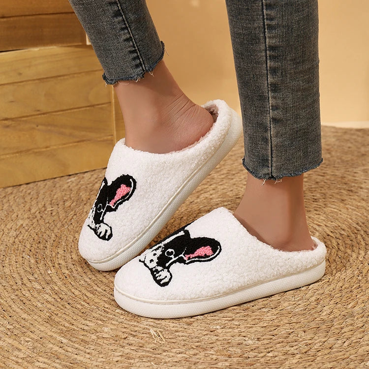 Boston Terrier Fluffy Indoor Slippers