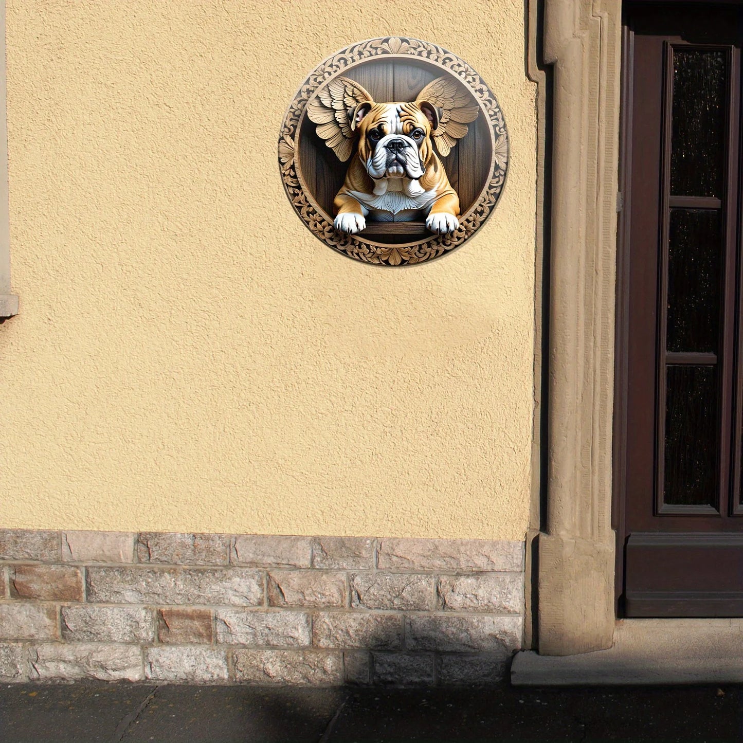 Bulldog Wooden Themed Metal Sign