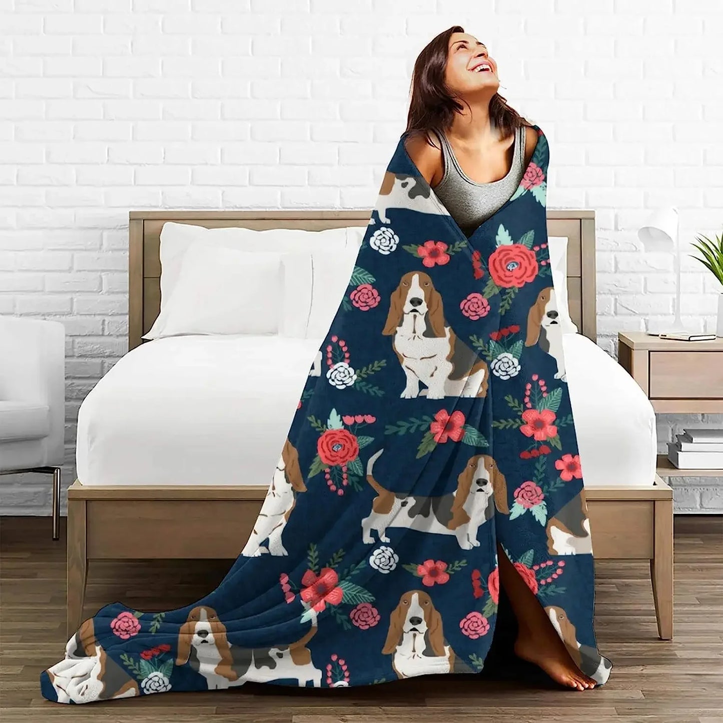 Basset Hound Lover Floral Blanket